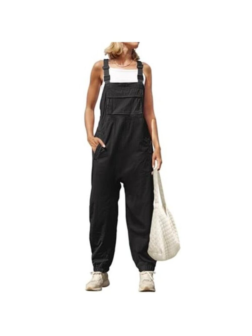 Women's Sleeveless Overall Jumpsuit Casual Loose Adjustable Straps Bib